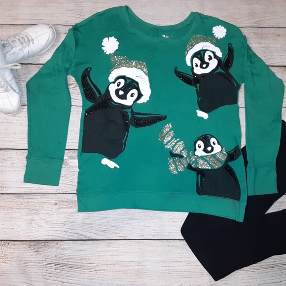 Justice Other - 🛒Green Penguin Winter Shirt 🏷 Size XL ⛸